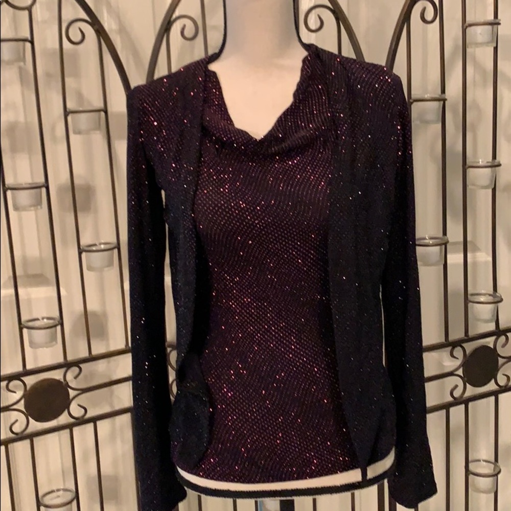 Black sweater set with pink sparkles set